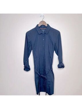 Tommy Hilfiger Navy Button Down Shirt Dress Belt Large